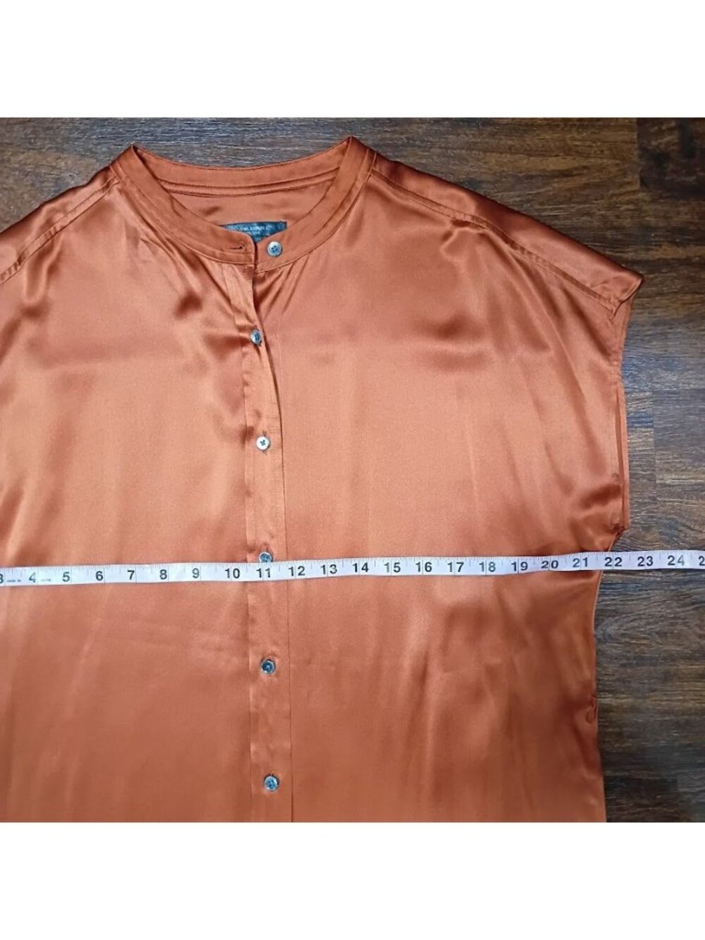 Banana Republic Silk Size M Button-Down Rust Midi Dress Short Sleeve Resortwear - Picture 6 of 12